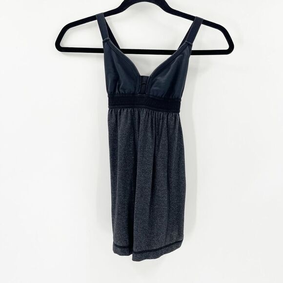 lululemon athletica Tops - Lululemon Athletica Babydoll Tank Top Womens Size 4 Black Side Ruched Sweetheart